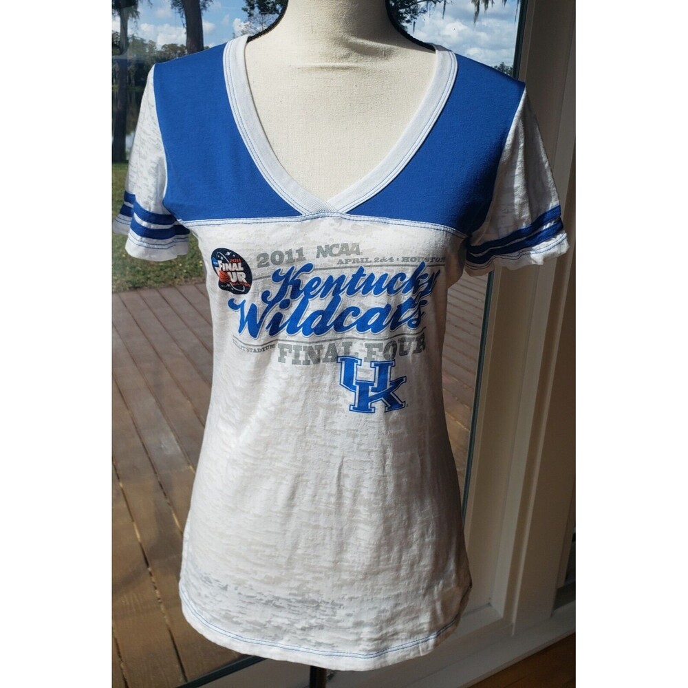 Kentucky Wildcats Women's Sz XL (Fits Small) 2011 Final Four Shirt Blue V-Neck